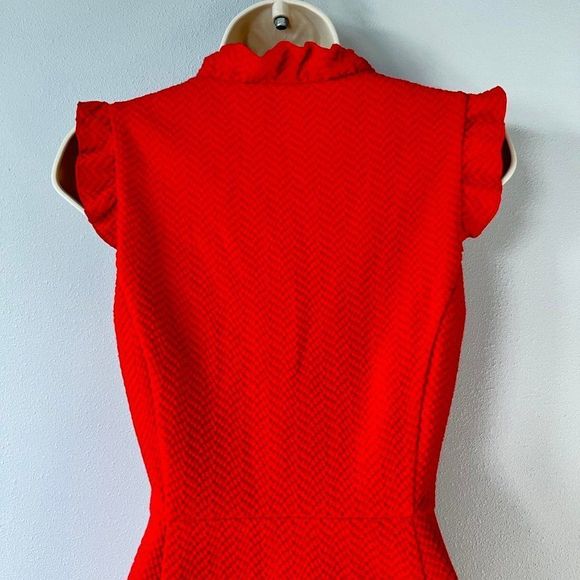 Anthropologie Tabitha Red Textured Dress Size 4 - Picture 6 of 9